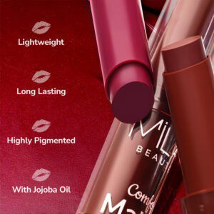 Mila Comfort Matte Lipstick – Long Lasting Jojoba Oil Infused Indian Skin Shades 4 - Mila Comfort Matte Lipstick – Long-Lasting, Jojoba Oil-Infused, Indian Skin Shades - DsonMart - 1