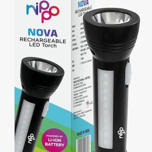 Nippo Nova Rechargeable LED Torch 1W – Compact, ABS Body, Lithium-Ion Battery, 2-Hour Backup