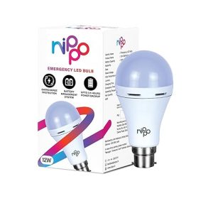 Nippo Rechargeable LED Bulb 12V Emergency Light, Cool Daylight (6500K), B22 Base
