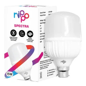 Nippo Spectra LED Bulb 15W – Cool White Light, High Brightness (1575 Lumens), Eco-Friendly, B22 Base