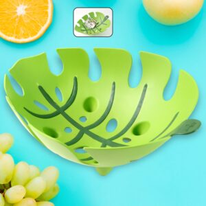 Leaf-Shaped Plastic Fruit Basket – Decorative Kitchen Organizer Bowl