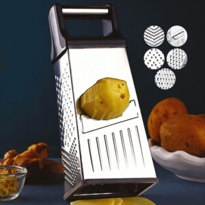 Multipurpose Slicer Grater – Premium 5-in-1 Box Grater for Cheese, Vegetables & Fruits