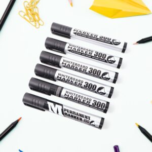 Permanent Black Marker Pen Set – 6-Piece Waterproof & Quick-Dry Markers