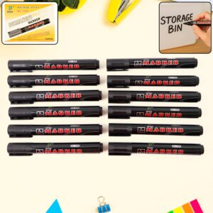 Permanent Black Marker Pen Set – 12-Piece Waterproof & Quick-Dry Markers