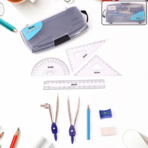 Complete Geometry Box Set – Student Mathematical Instrument Kit with Durable Plastic Case