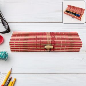 Bamboo Mat Style Pen Pencil Box – Eco-Friendly Multi-Purpose Organizer