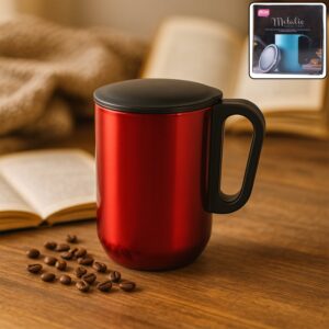 Stainless Steel Coffee Mug – Elegant Red Approx 300ml (1 Pc)