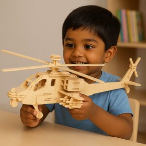 3D Wooden Helicopter Puzzle – Educational & Fun DIY Assembly Kit