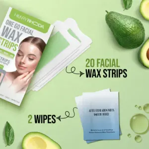 Facial Wax Strips for Women 3 - Hilary Rhoda One Go Facial Wax Strips – Pack of 20 Strips + 2 Wipes | Ready-To-Use Cold Wax for Face, Upper Lip, Chin & Cheeks | Natural Ingredients | Salon Smooth Finish - DsonMart - 1