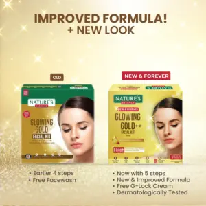 Gold Facial Kit 2 - Nature’s Gold Facial Kit 75G + GLOCK CREAM 25G - Radiance Glow Kit in 5 Steps for All Skin Types - DsonMart - 1