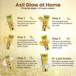 Gold Facial Kit 5 - Nature’s Gold Facial Kit 75G + GLOCK CREAM 25G - Radiance Glow Kit in 5 Steps for All Skin Types - DsonMart - 1