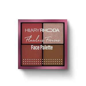 Hilary Rhoda Flawless Forever Face Palette – Highlighter, Contour & 2 Blushes | All-in-One Makeup Kit | Highly Pigmented & Long-Lasting | 11.2g