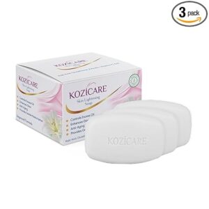 Kozicare Soap with Kojic Acid & Glutathione Soap – Pack of 3 Bars for Bright, Even-Tone Glow & Tan Removal