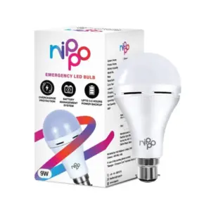 Nippo 9 W Rechargeable Emergency LED Bulb Cool Daylight with BMS & 6‑Month Warranty