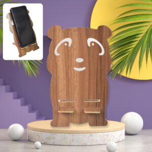 Wooden Cartoon Mobile Stand – Cute Desktop Holder
