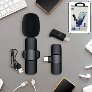Wireless Noise Cancelling Microphone for Type-C & iPhone | Mini Clip-On Lapel Mic