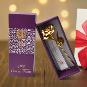 Golden Rose & Necklace Set – Elegant Gift Set