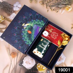 Valentines Day Love Set - Heart Light & Golden Flower Gift Box