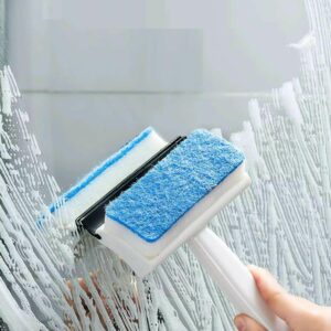 2 In 1 Glass Wiper & Brush – Double-Sided Cleaner for Windows, Mirrors & Tiles